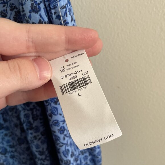Old Navy Women L Blue Floral Boho Square Neck Tie-Back Cami Swing Blouse NWT - Picture 7 of 12